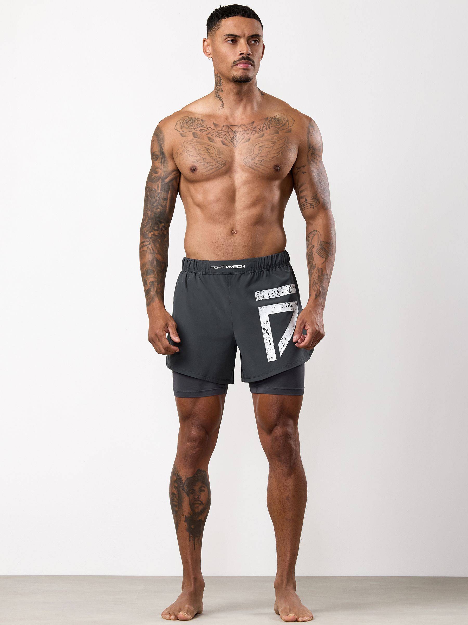 Gym King Gym King Graphite Fight Division Combat 5'' Shorts - M