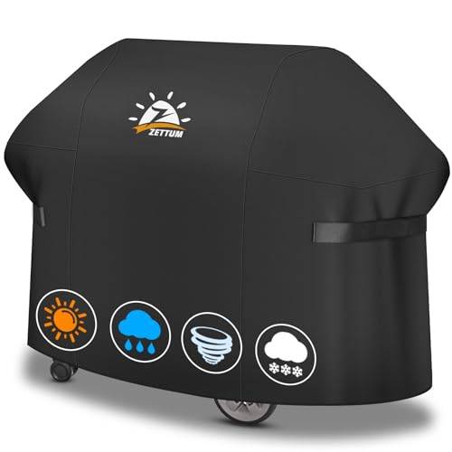 Zettum Grill Cover 182 cm - 7132 Grill Cover för Weber Gas Grill Heavy Duty & Vattentät, PU Lock för Char-Broil, Nexgrill, Monument, Dyna-glo, Brinkmann Grill (182 L x 68 B x 129 H cm)