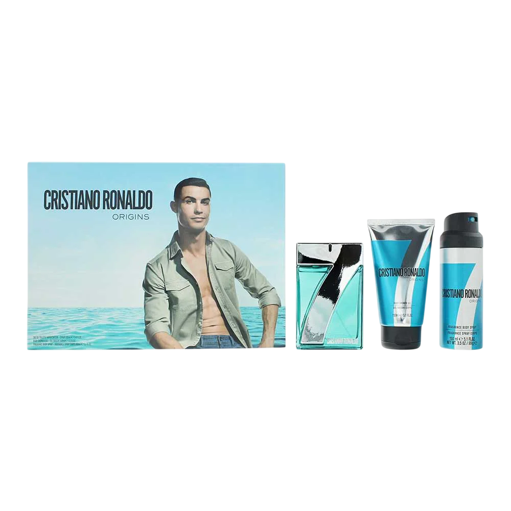 Set Cristiano Ronaldo: CR7 Origins, Eau De Toilette, per uomo, 100 ml + CR7 Game On, Gel doccia, per tutti i tipi di pelle, 150 ml + CR7 Origins, Rinf