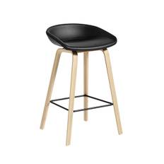 HAY About A Stool (AAS33) - Sort Sierra Læder - Eg Mat Lak / 64cm / Rustfri Stål