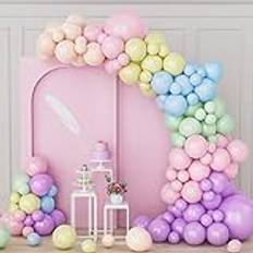 Pastell Ballong Bågssats, 164 St Macaron Rosa Lila Blå Gul Grön Orange Ballong Girland Set, Latex Pastell Rainbow Balloon Diy Kit För Pojke Flicka Födelsedagsfest Bröllopsdagar Baby Shower