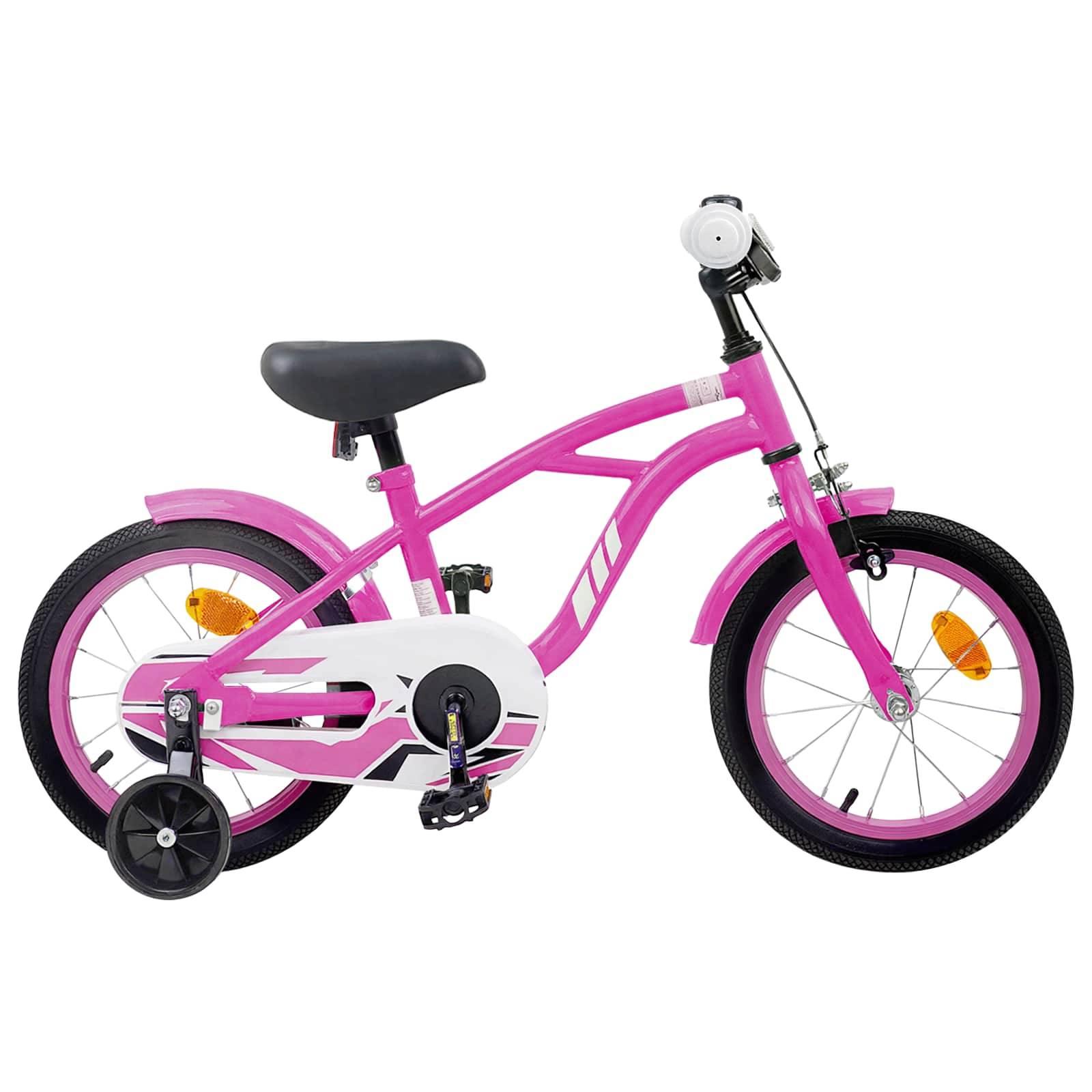 vidaXL Børnecykel 14 tommer anbefalet til 3-5 år gammel Mørk pink