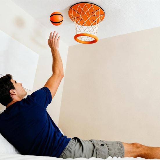 1/2 Set Takmonterad Basketkorg Leksak med 1/2 Bollar Inomhus Hängande Mini Basketspel Stressavlastning Barn Basketmål Leksak