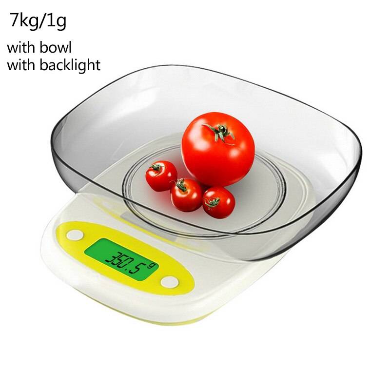 7kg/3kg 0.1/1g kök skala hög precision mini lcd digital display skala gram väger smycken mat mått skala med skål - 7kg-1g skålljus