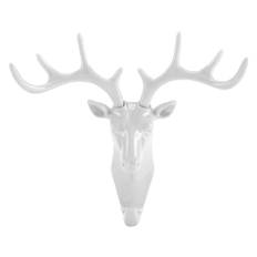 Creative Deer Head Self Adhesive Wall Hook Hanger Key Bag Holder Organizer Home Decor(White) vit