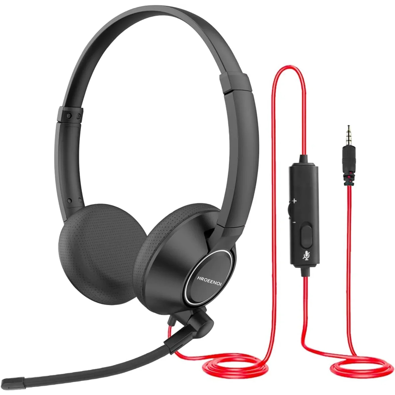 HROEENOI WRHW05 Call Center Headsets Clear Voice Noise Cancelling with Mic for PC Laptop Wired Headphone for Work,Teams Meetings