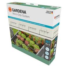Gardena Micro-Drip-system droppbevattning paket odlingsbädd (35 växter): Startpaket redo att användas direkt, vattenbesparande bevattningssystem, enkel & flexibel anslutningsteknik (13455-20)