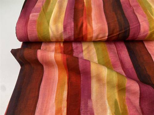 Fastvævet viscose - blurry red stripes
