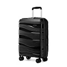 Kono Bagageset i lätt polypropen, resväska i hårt skal med TSA-lås och spinner-hjul, Svart, 28"