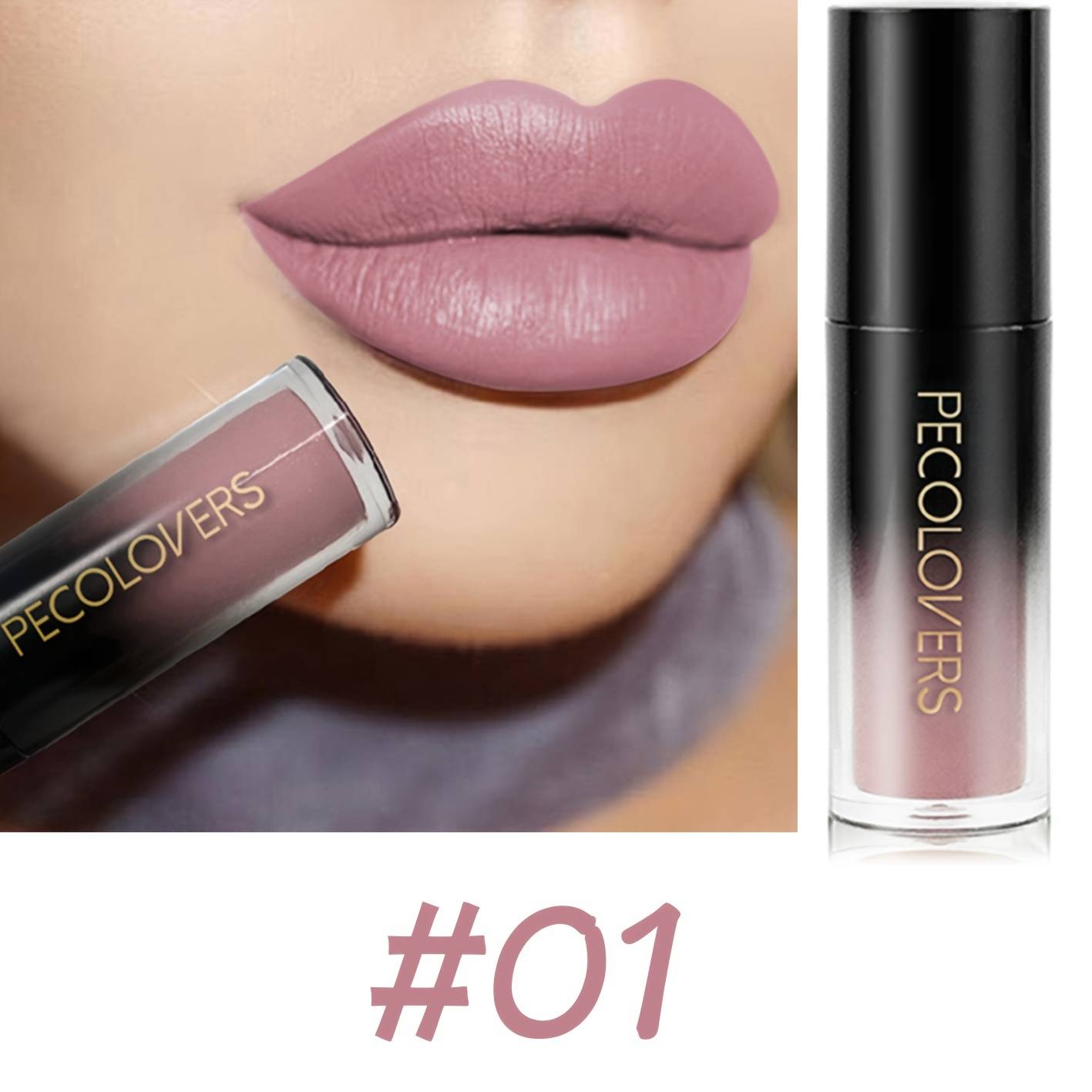 TEMU Long Lasting Velvet Matte Lipstick - Waterproof, Nourishing Lip Color Paste For Types, Adult Age Range, Matte Makeup Effect In Berry, Brown, Pink, Purple, Red Tones - Ideal Gift