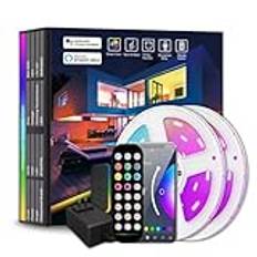 qixianhong WiFi smart 5050RGB ljusremsa LED vattentät IP65 (APP+Bluetooth-musik + 24 tangenter) app RGB flerfärgad LED-remsa ljus inomhus TV kök gör-det-själv dekoration (19 fot)