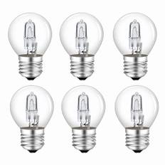 Caldarax 6 Stück Halogenlampe E27 42W Dimmbar, 613LM Warmweiß 2700K Vintage Klar Glas Halogen Glühbirne AC 230V Globe G45 E27 42 Watt Schraubbirne für Kronleuchter, Wandlampe