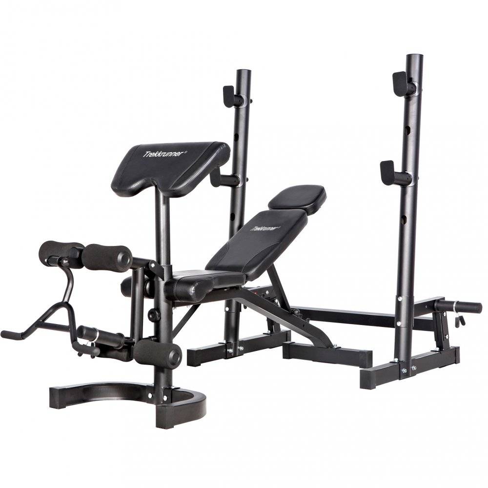 Ställbar träningsbänk | Bänkpress, benspark, leg curl & bicepscurl