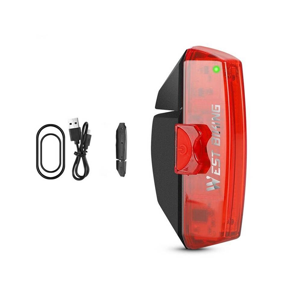WEST BIKING Bike Rear Light Brake Sensing COB Tail Light Waterproof USB Rechargeable Bicycle Taillight