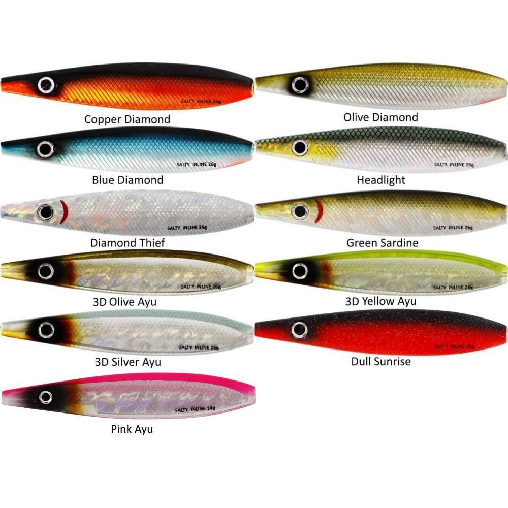 Salty Inline 8g 6 cm - gennemløbsblink - 3D Yellow Ayu