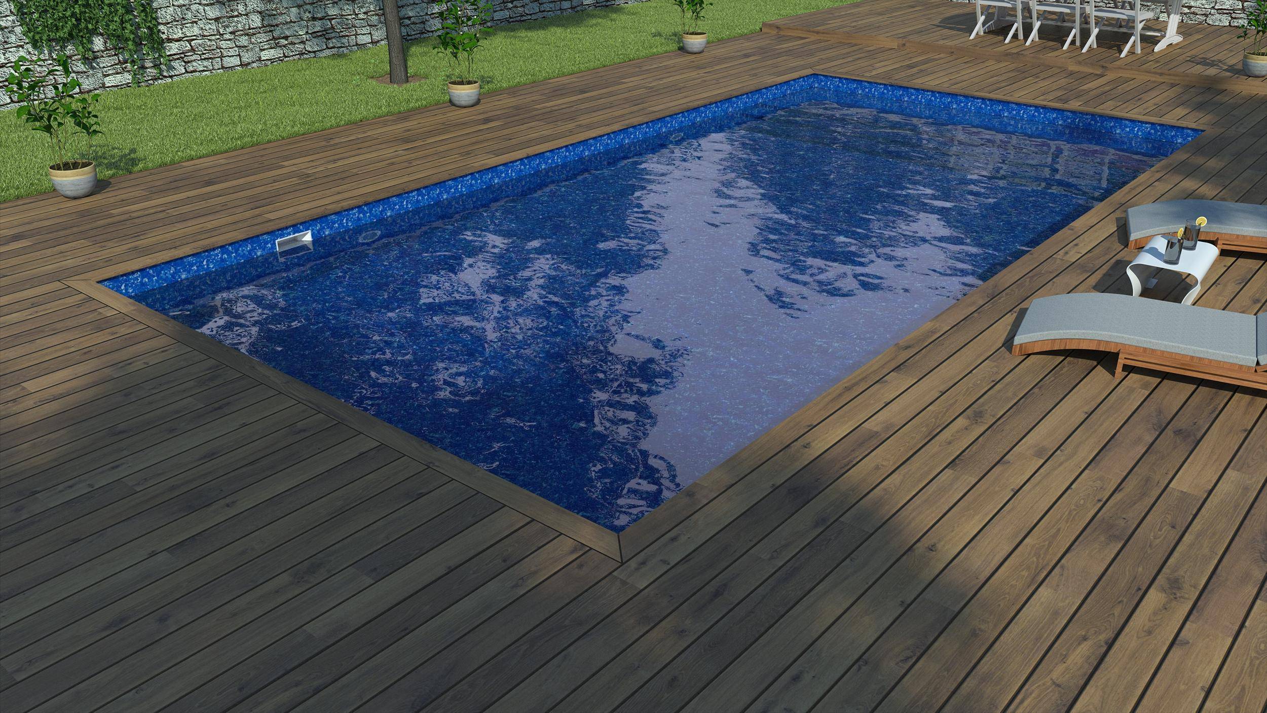 CF Block PREMIUM Poolpaket rostfria detaljer & gaveltrappa, 10 x 5 m / Marmor (10 x 5 m).
