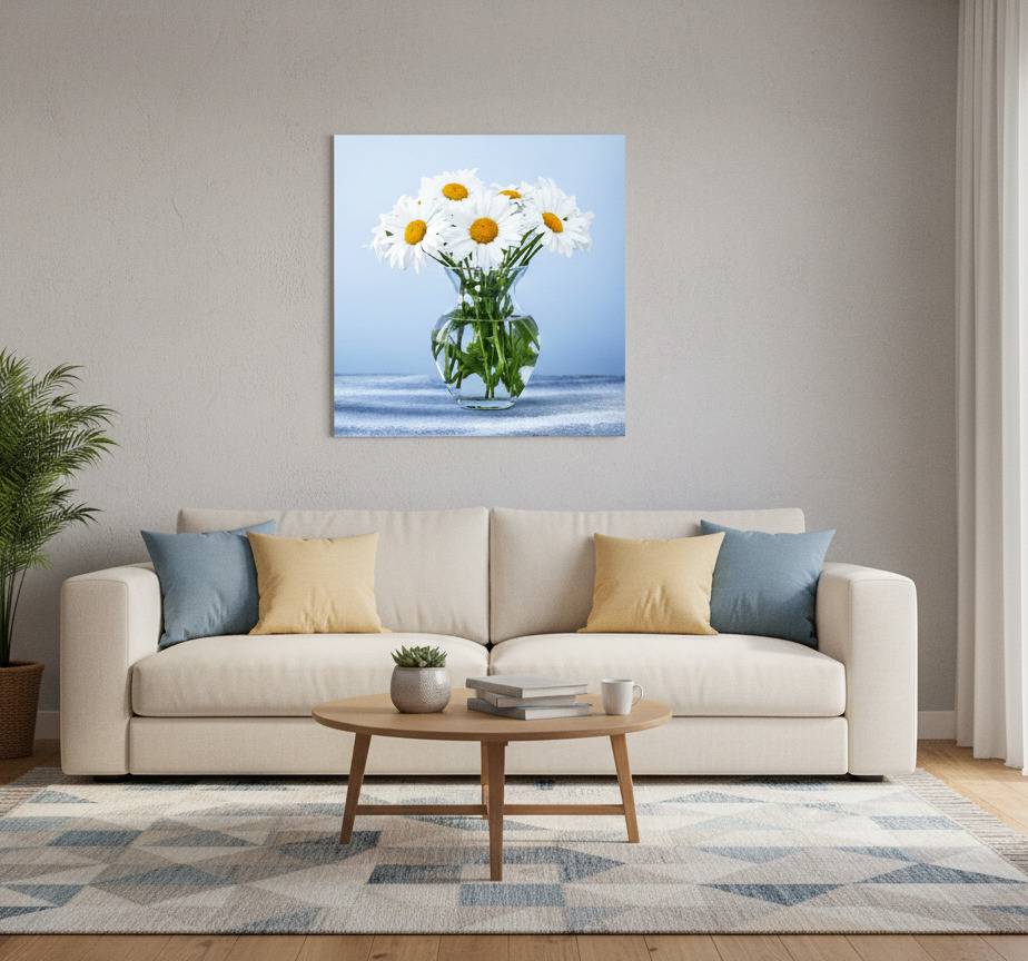 Poster vardagsrum prickiga blommor i glasburkar
