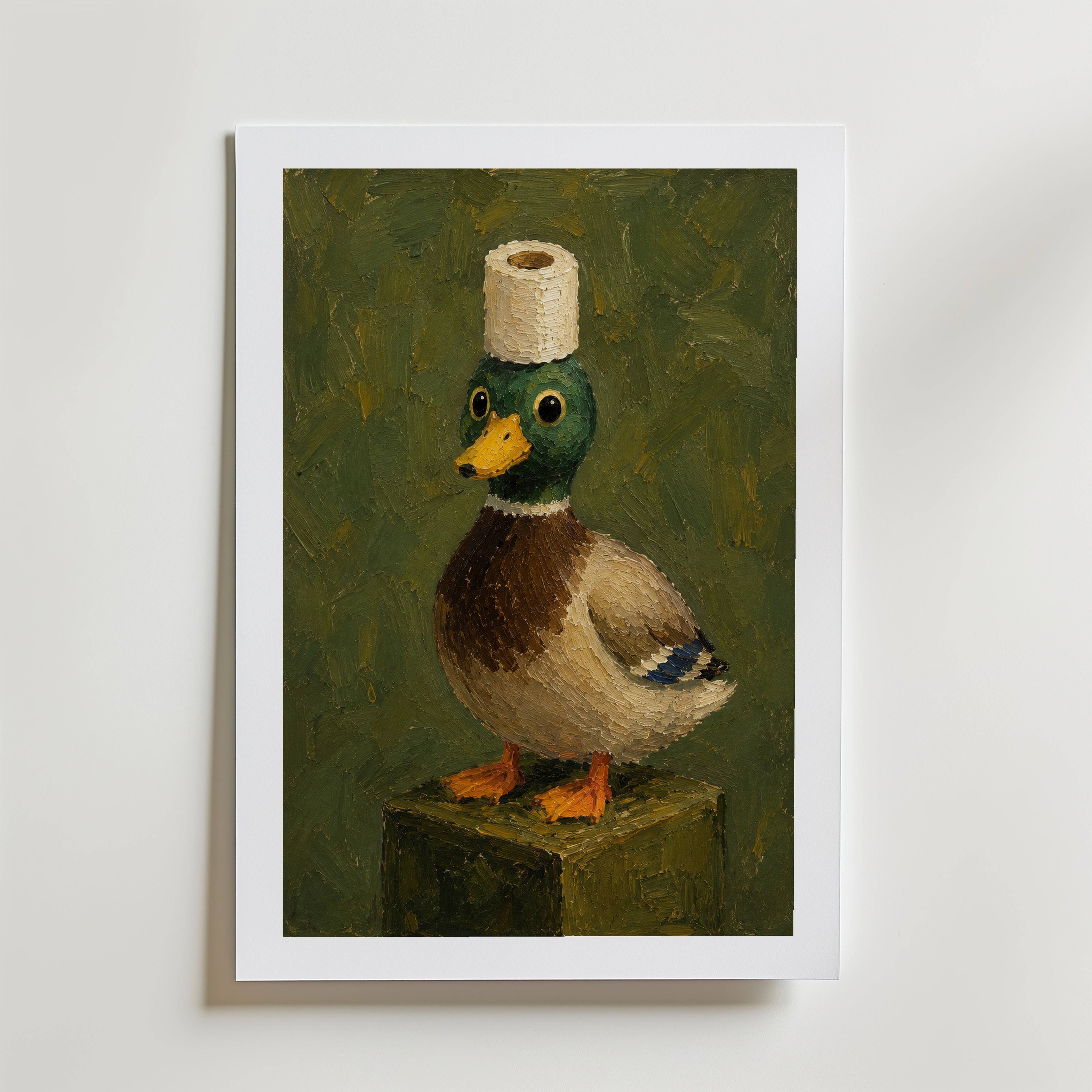 Toilet Duck Poster - Premium Canvas 21x30 cm Med passepartout