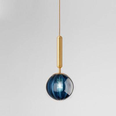 Glass Small Droplight Restaurant Bar Cafe Model Room Bedroom Bedside Lamp - 12W Tricolor / Blue Lampshade Golden / 220v
