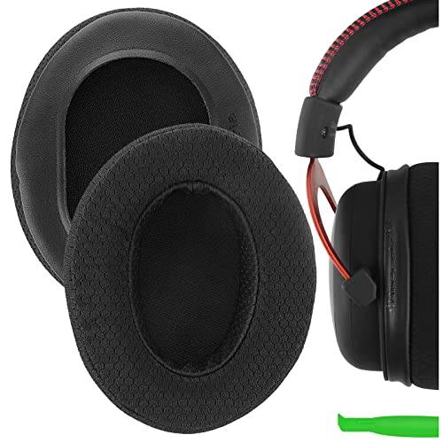 Geekria Komfort extra tjocka ersättningskuddar i mesh, kompatibla med HyperX Cloud III/II/Alpha/Alpha S/Flight/Stinger, öronkuddar (Svart)