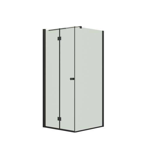 Dansani Match hörndusch, modell B+D, 77x77 cm, klart glas, svart profil