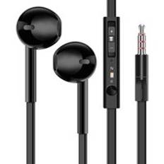 3.5mm trådbundna hörlurar med mikrofon hörlurar för apple iphone 8 7 12 plus x xs max xr ipod huawei xiaomi trådbundna hörlurar - Platt tråd svart