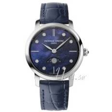 rederique Constant FC-206MPND1S6 Classics Slimline Ladies Moonphase Blå/Lædeder