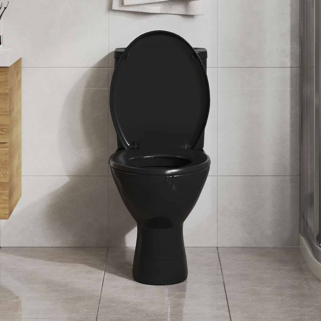 Toilet Seat with Soft Close Mechanism and Quick Release in Black
