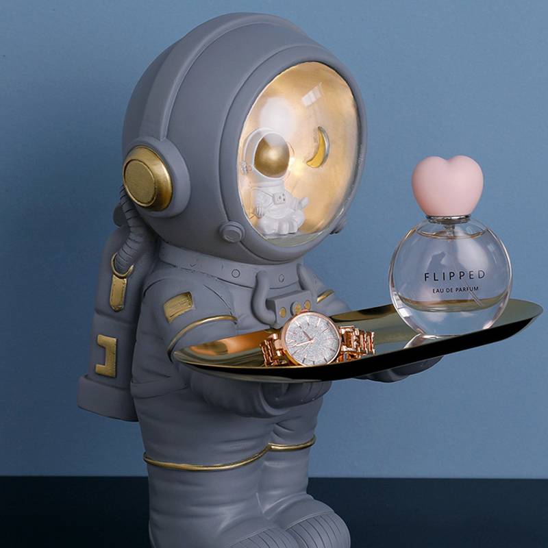 Resin Astronaut Statue Storage Tray Nordic Spaceman Sculpture Key Tray Holder Living Room Ornaments Figurine Home Decoration