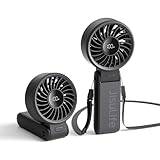 JISULIFE Handhållen fläkt – ultimat flexibilitet: Högeffektmotor, LED-skärm, 19,5 timmars kylning, 5 000 mAh, uppladdningsbar, 5-växlad, vikbar design, 3-i-1, bärbar fläkt för resor, kryssning