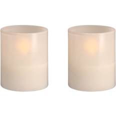 Moods & Moore Moods & More LED Glass Candle, Hurricane, Vanilla, 2-pack, 0008 - Led Stearinlys hos Magasin