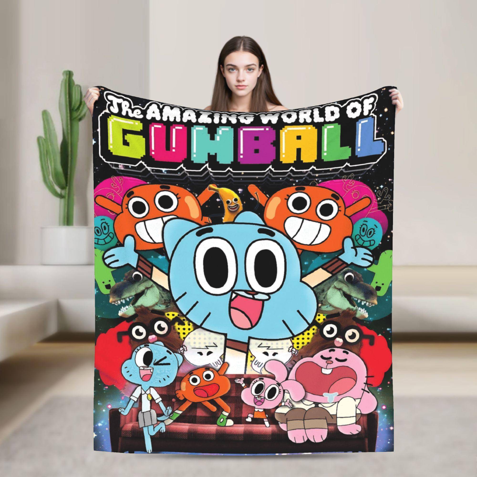 Den Fantastiska Världen Gumball Filt Picknick Flanell Pläd för Soffa Säng Varm Mjuk Design Kvalitet Sängöverkast Presentidé blue