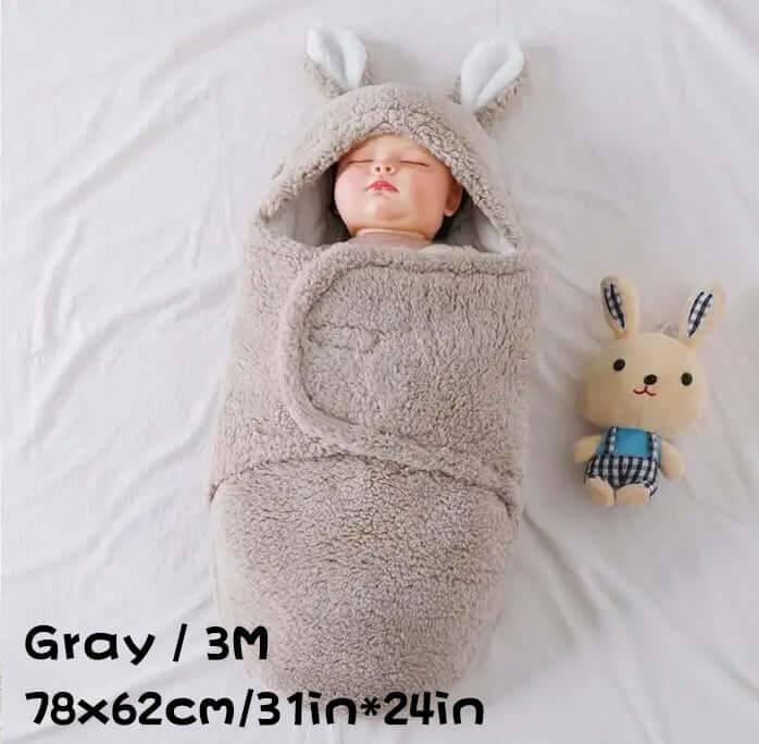Super Soft Baby Sleeping Bag Fluffy Fleece Swaddle - Gray / 3M (3M)