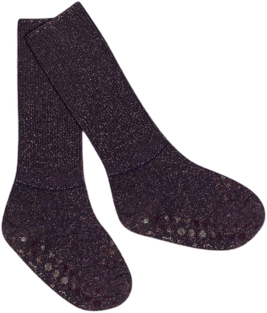 GoBabyGo Nonslip Socks - Glitter Str 17/19 - Dark Purple Strømper hos Magasin.