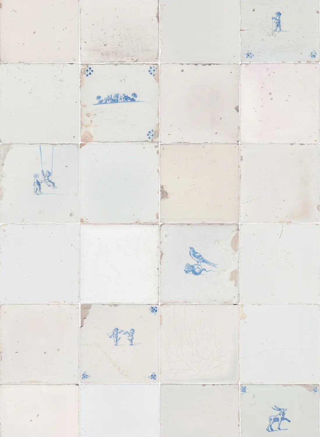 studio ditte Wallpaper Tiles Tiles - white/blue/light blue