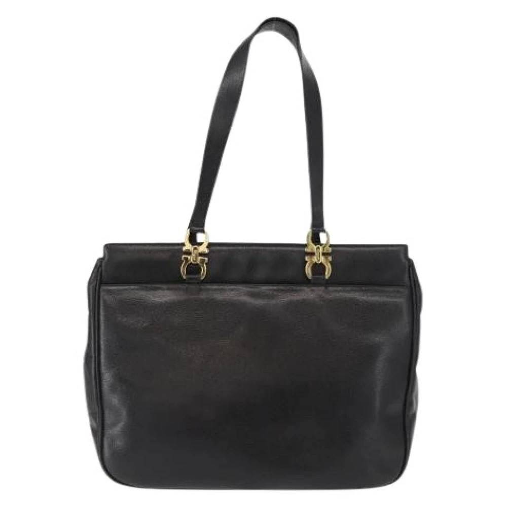 Salvatore Ferragamo Pre-owned Pre-owned Læder Skuldertaske - Vintage - Dame - Sort - ONE SIZE - Uld
