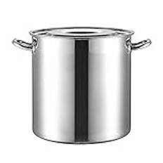 Stew Pot Stockpot Stock Pot, Stock Pot med lock i rostfritt stål, Diameter 30Cm, Höjd 30Cm, Lämplig för alla spisar, 6 Stl.(Silver-35cm*35cm(33L))