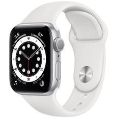 Apple Watch Series 6 Aluminium 40 mm (2020) | GPS + Cellular | sølv | Sportsrem hvid