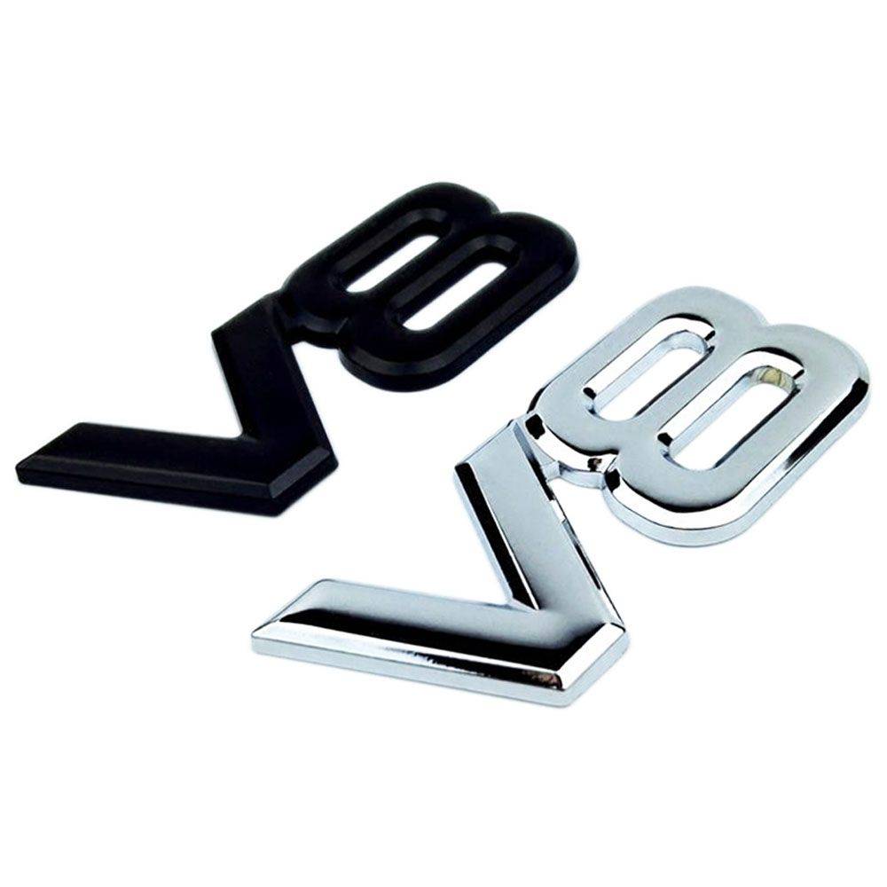 Vinge Metallmärke Motor Emblemet Bilens Bagagelucka V8 Slagvolym Dekal Bilklistermärke Bilstyling V8 Logotyp svart