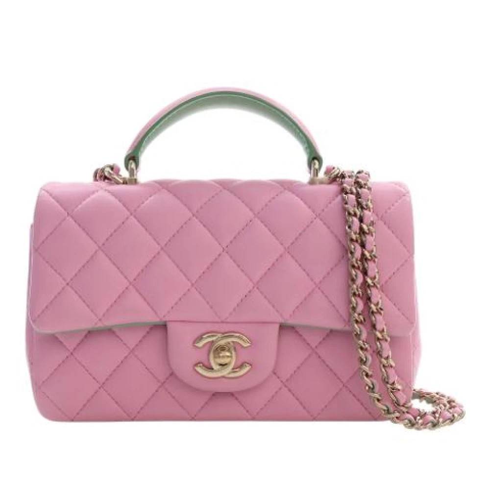Chanel Vintage Pre-owned Vintage Quilted Satchel - Vintage - Dame - Lyserød - ONE SIZE - Uld