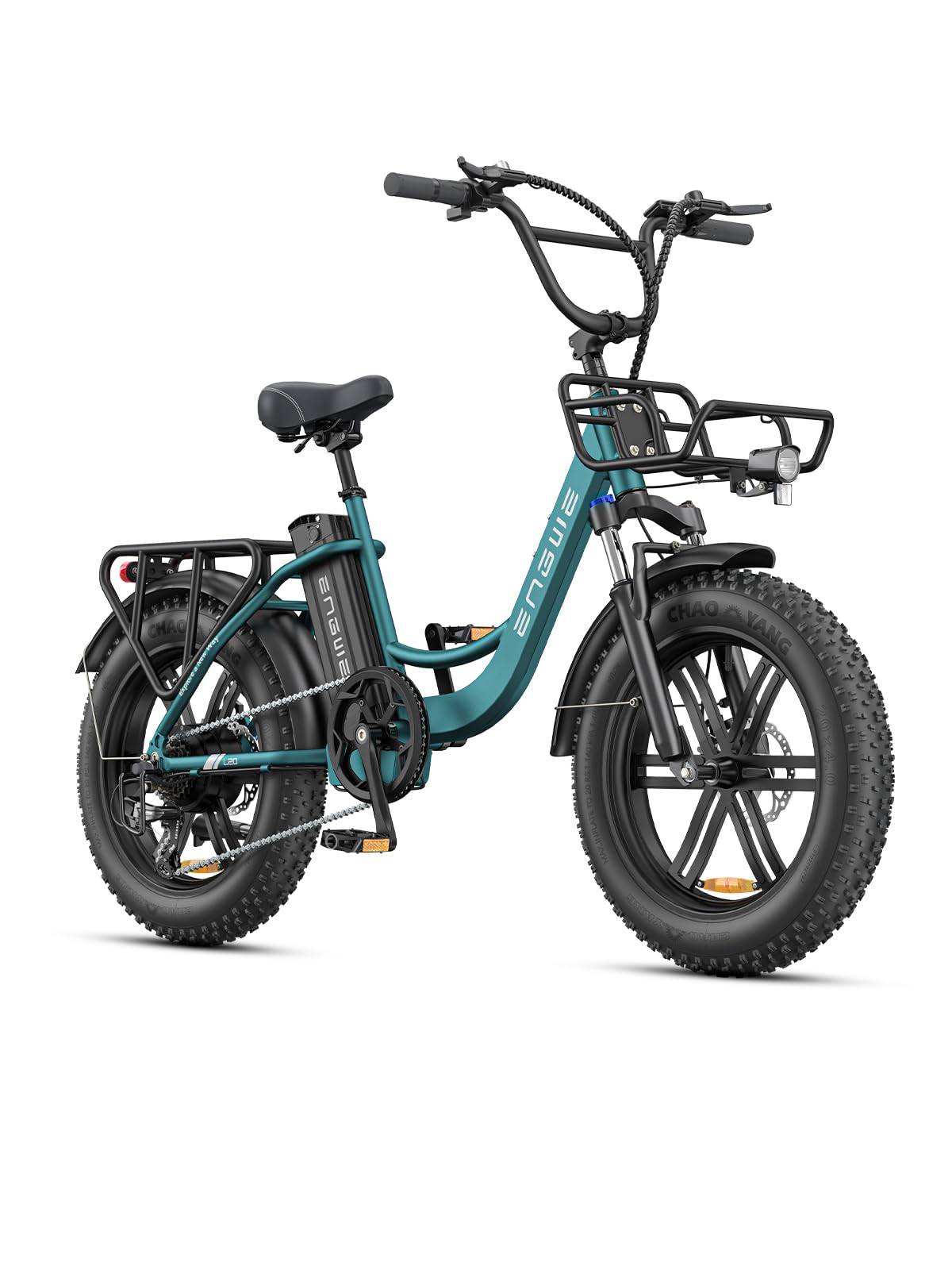 ENGWE electric bike, 250W motor, 48V 13Ah battery, 20 x 4.0 wide tires, range up to 120 km, 7 speeds, top speed 25 km/h (L20/L20 Boost mode). M grön