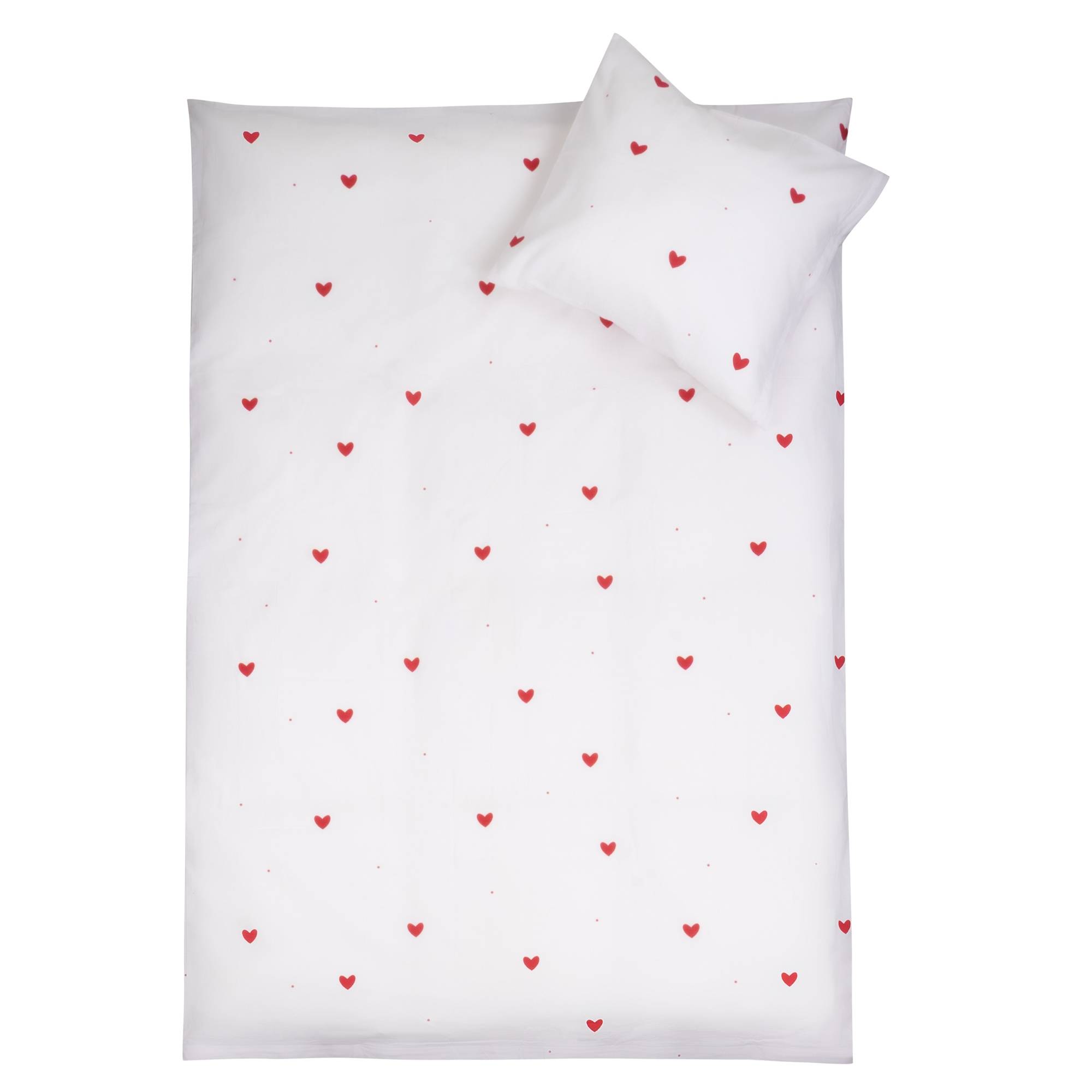 Sängkläder med hjärtan - 100% bomull - Baby sängkläder 70x100 cm - Vit (70x100 cm)