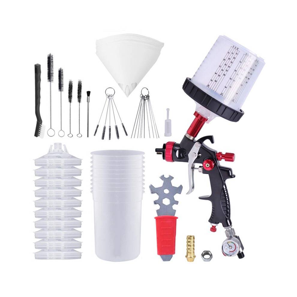 Professional HVLP Gravity Feed Spray Gun 1.3mm Nozzle with 600ML Disposable Paint Cup