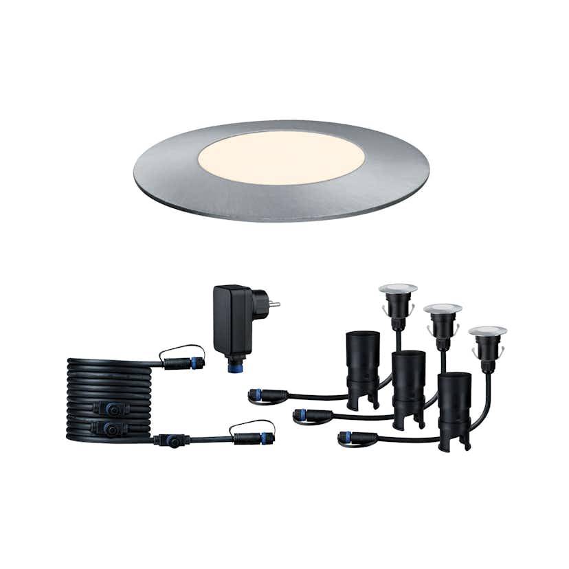 LED Infälld Markbelysning Paulmann Plug & Shine Floor Mini Spot IP67 24V 3-pack med Kabel & Transformator