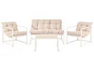 Loungesæt med bord 4 personers CALASETTA Højrevendt Beige PE-rattan