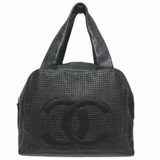 Chanel Vintage, Pre-owned, Dame, Sort, ONE SIZE, Tyl, Pre-owned Laeder hndtasker