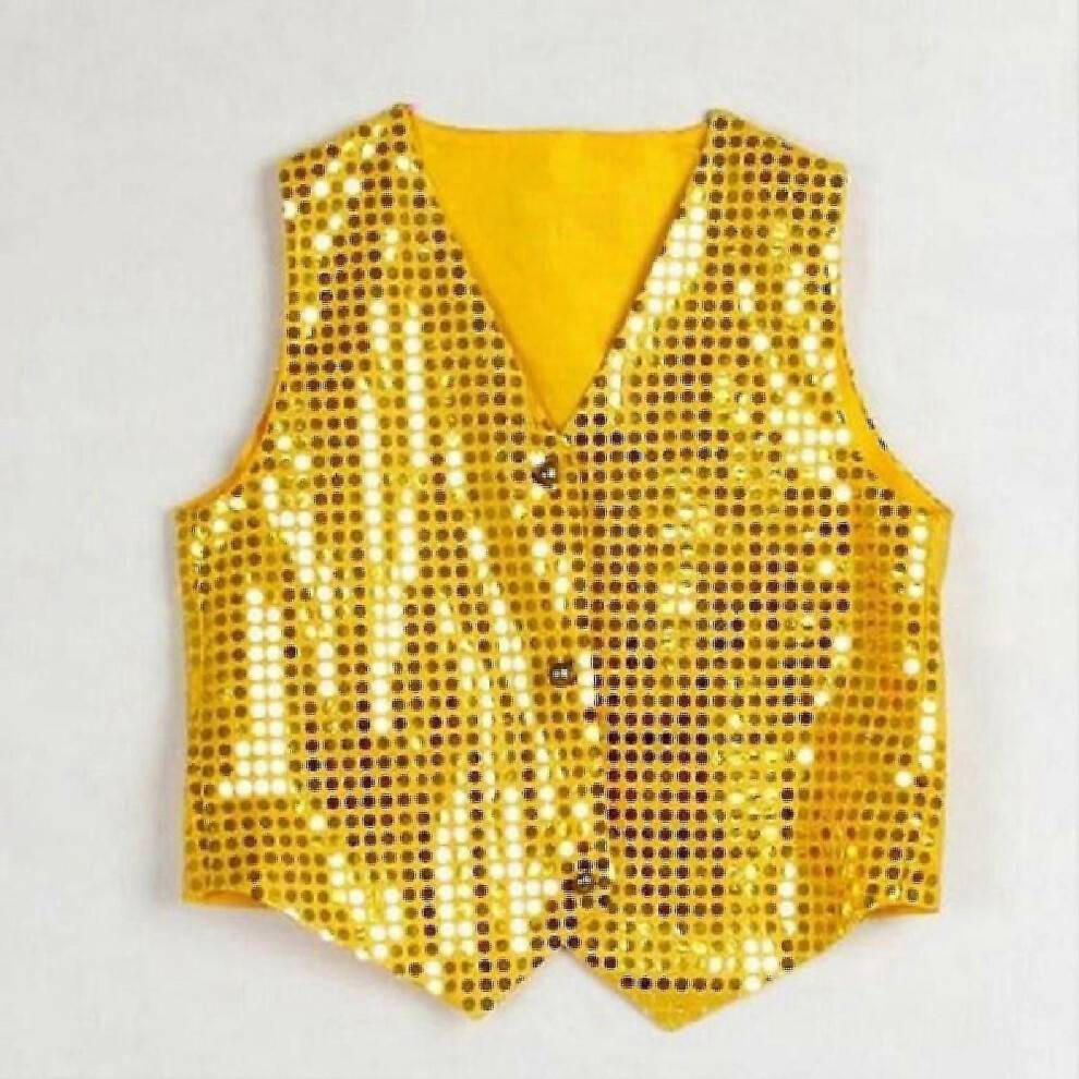 (M, Black) Unisex Kids Sequin Vest Costume for Party New Arrival