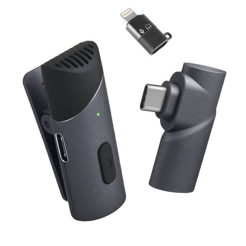 Mobile Phone Outdoor Live Broadcast Noise Reduction Recording Wireless Lavalier Microphone - Black and grey / And Apple conversion head / USB