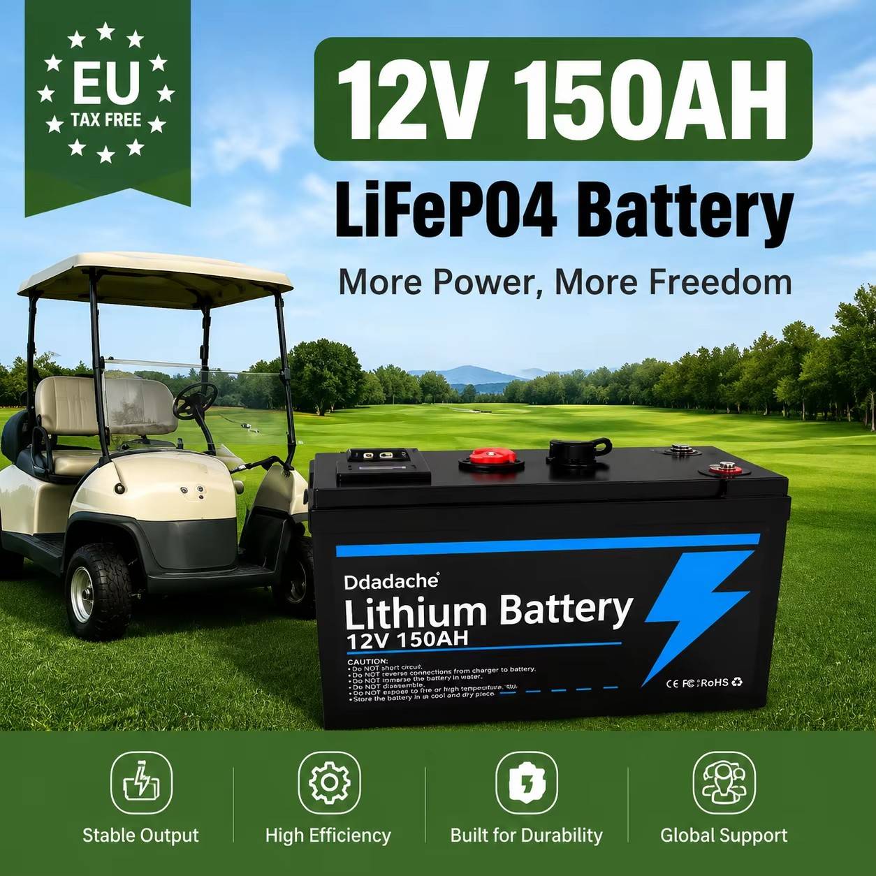 Fast Charging 12V 150Ah Lithium-ion Iron Phosphate Battery, Widely Used in UPS, Kayak Explorers, Solar Panel Charging, Electric Wheel Toy Cars, Electric Scooters, RVs, Fishing Boats
