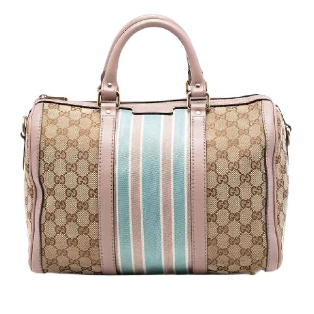 Gucci Vintage Pre-owned Canvas Satchel - Vintage - Dame - Beige - ONE SIZE - Læder